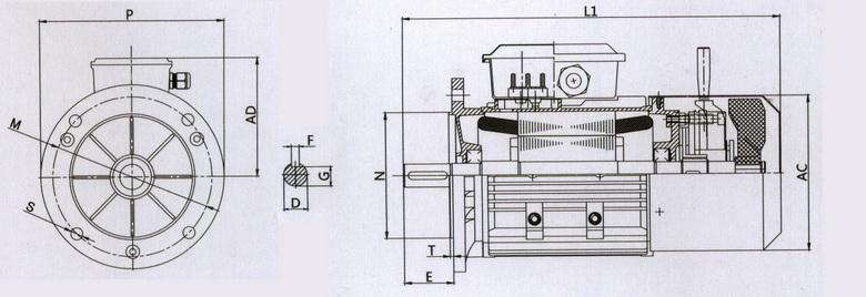 esjd直流制动电动机(铝壳刹车电机)b5型安装形式:机座无底脚,端盖上