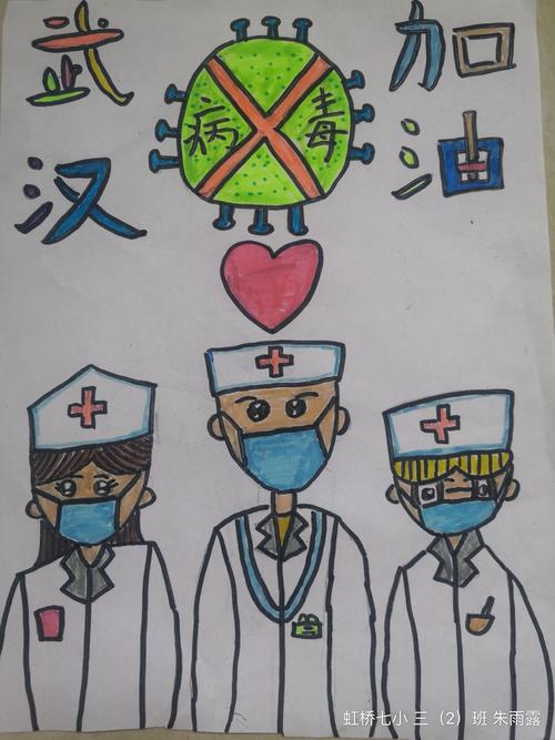 朱雨露 虹桥七小 三(2)班 作品名称:《白衣天使加油》 内容介绍:抗击