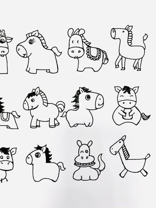 【简笔画】小马98_简笔画_插画_走珠_手帐_绘画_画个简笔画_文化