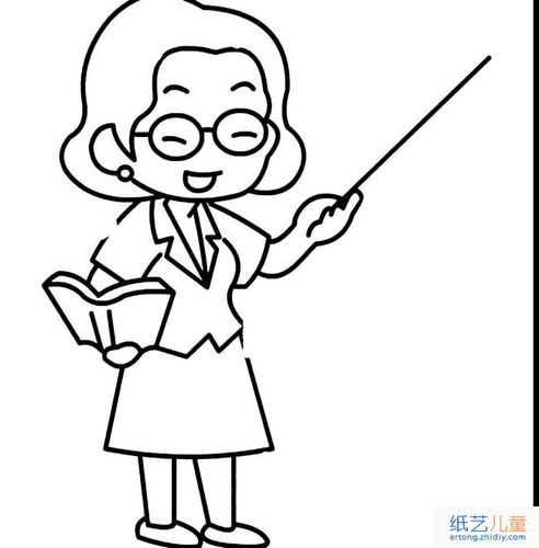 正在耐心上课的非常优雅的女老师人物简笔画步骤图片大全