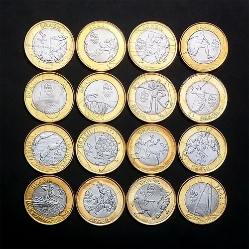 全新 巴西里约奥运会纪念币 16枚硬币大全套 外国硬币 送小圆盒(大图