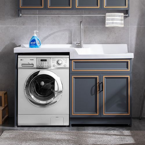 洗衣机柜轻奢岩板洗衣机如华福禄一体柜水槽柜阳台小户型台盆柜组合