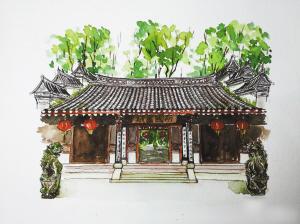 求学网 教育资讯 教育新闻 综合新闻郁波在画画 天一阁,鼓楼,水则碑