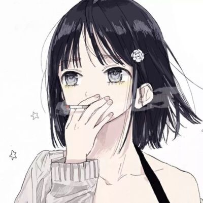 动漫女生头像 二次元 抽烟 简约