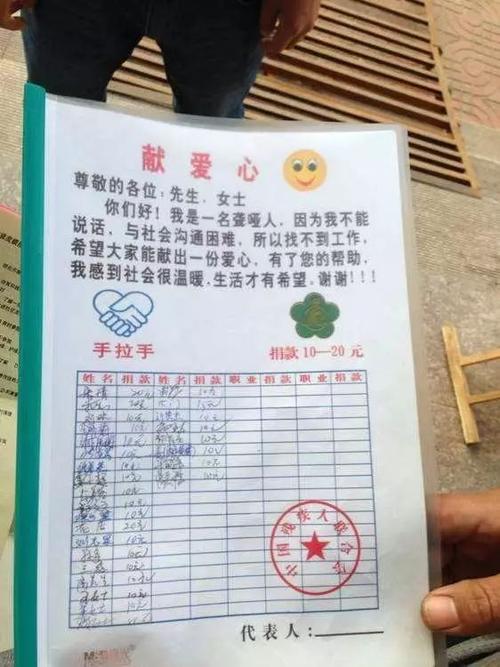 像这样的"聋哑人"索要爱心并不少见, 几乎在每个地方都能看到, 说不