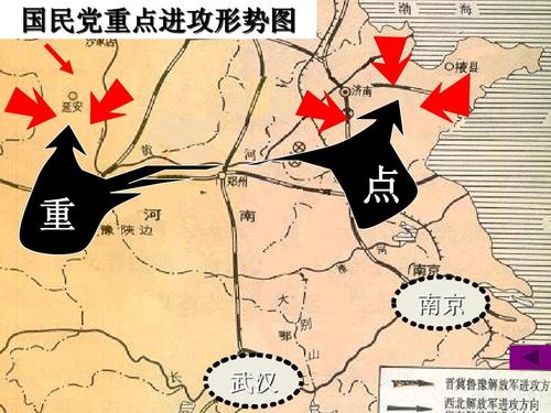 国民党重点进攻形势图 重 点 南京 武汉