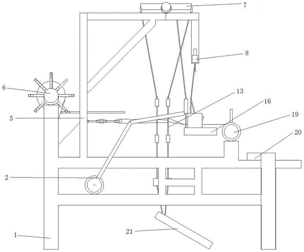 其特征在于:所述机架为框架结构,所述机架在卷布辊一侧设有活板,所述