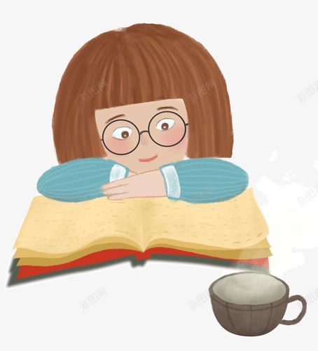 com 卡通 咖啡 国际儿童读书日 思考的学生 手绘 插画 看书 读书 阅读