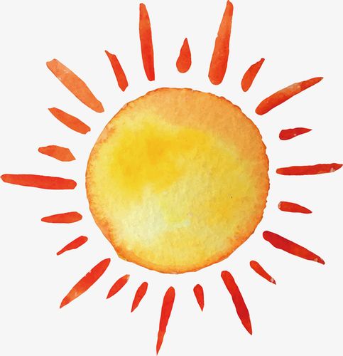 矢量图,绘画,黄色,太阳,卡通手绘,红色,唯美,几何图形