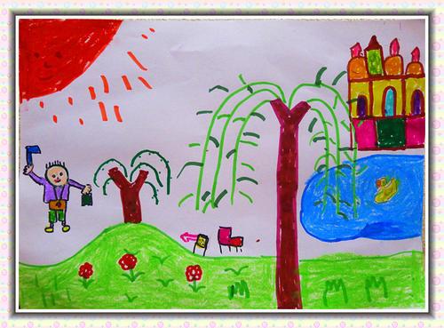 儿童画美丽的花园简笔画 简单又美丽的儿童画图片