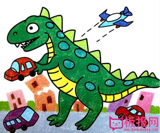 创意儿童科幻画图片恐龙入侵