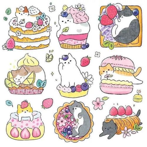 简笔画可爱小猫咪,画画素材