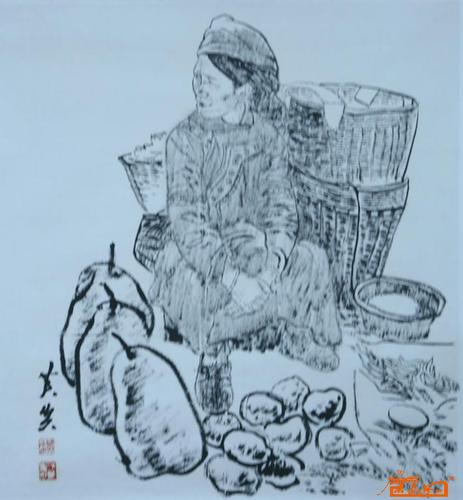 名家 黄国强 国画 - 焦墨人物