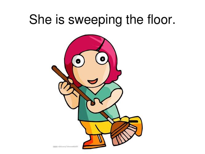 she is sweeping the floor.