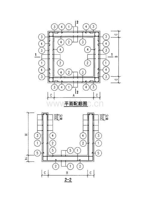 1】 地面操作钢筋混凝土矩形立式闸阀井(dn50300)配筋图  最后一页