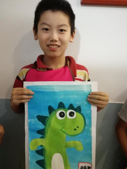 水粉画,小恐龙