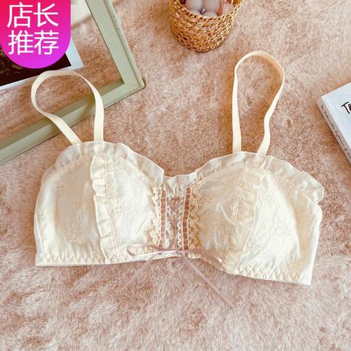 日系少女内衣薄款镂空刺绣花朵无钢圈文胸套装柔软舒适透气胸罩hlcom