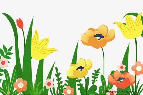 卡通手绘春天春季鲜花边框免抠元素