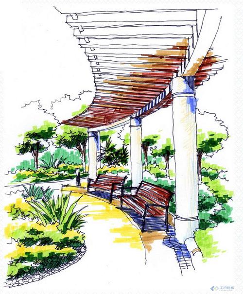 几张园林手绘效果图