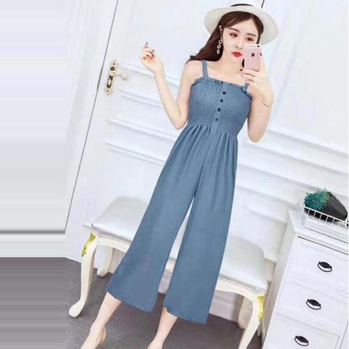 吊带连衣长裤连体衣女夏装韩版雪纺背带阔腿裤高腰吊带裤抹胸气质