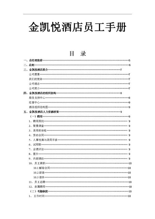 金凯悦酒店员工手册.doc 20页