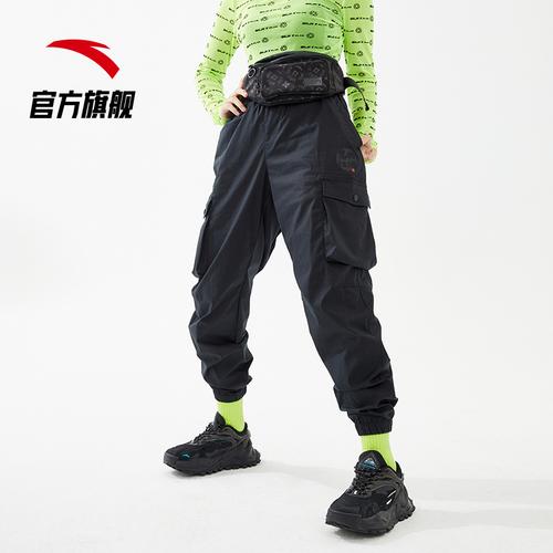 安踏运动裤男女同2021秋季新款梭织长裤情侣运动长裤