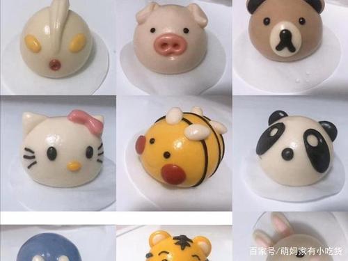 先晒一系列:卡通造型的包子 黑色:食用竹炭粉 用量比较