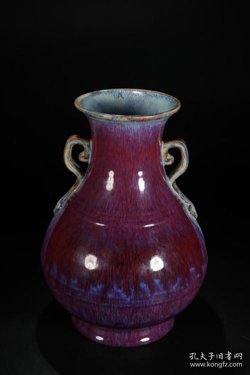 清代,"雍正年制"窑变釉双耳瓶