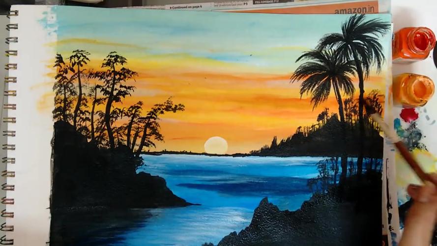 水彩搬运 ▏初学者入门课之"海边的夕阳".水彩风景篇