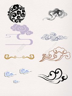 云-花瓣网|陪你做生活的设计师 | 一组水墨云纹素材图