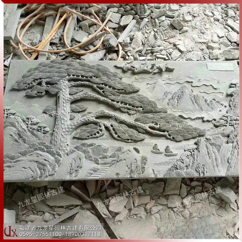 石雕山水浮雕石材雕塑浮雕山水惠安石材浮雕工艺制作