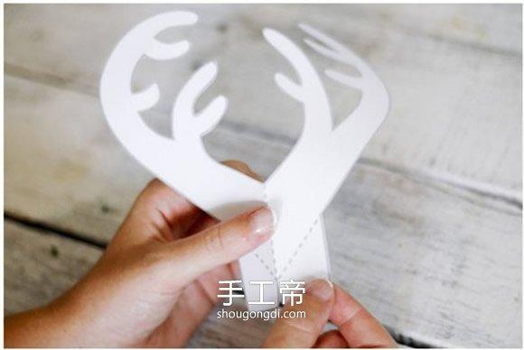 剪纸制作立体圣诞贺卡 自制鹿头圣诞节贺卡