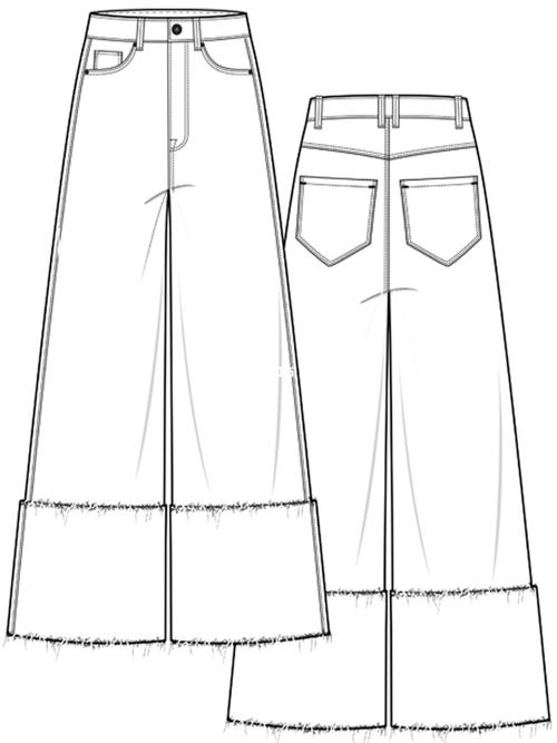 服装设计裤子款式图线稿练习_服装设计_裤子_线稿_时尚_穿搭