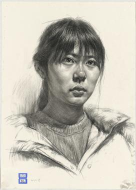 齐刘海素描头像