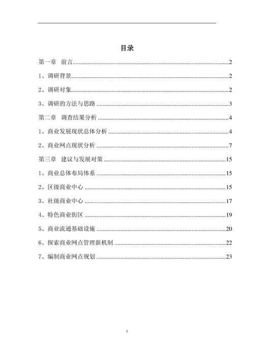 商业项目调研报告框架模板doc