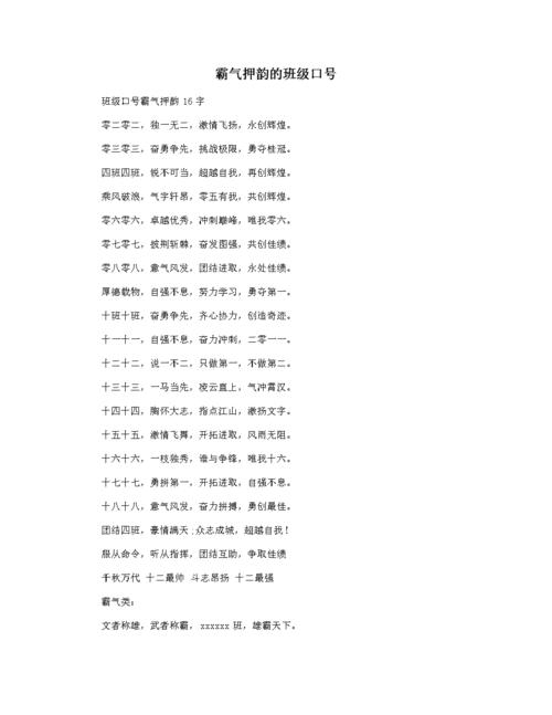 霸气押韵的班级口号.docx 3页