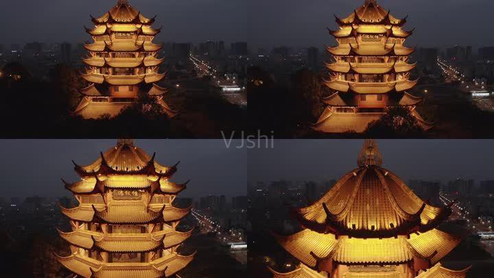 4k-log德阳钟鼓楼夜景航拍2