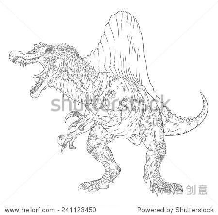 副棘龙的简笔画