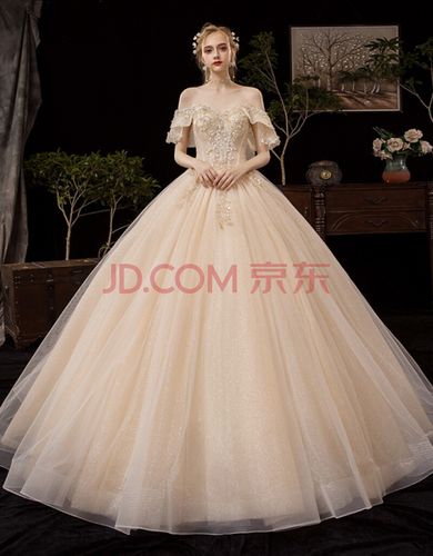 婚纱礼服主婚纱2021新款新娘拖尾一字肩森系仙气梦幻星空抖音网红婚纱