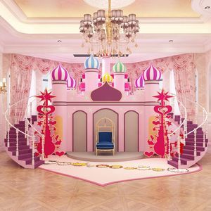 卧室公主风女孩滑梯儿童床高低上下双层床粉色城堡少男女生家具