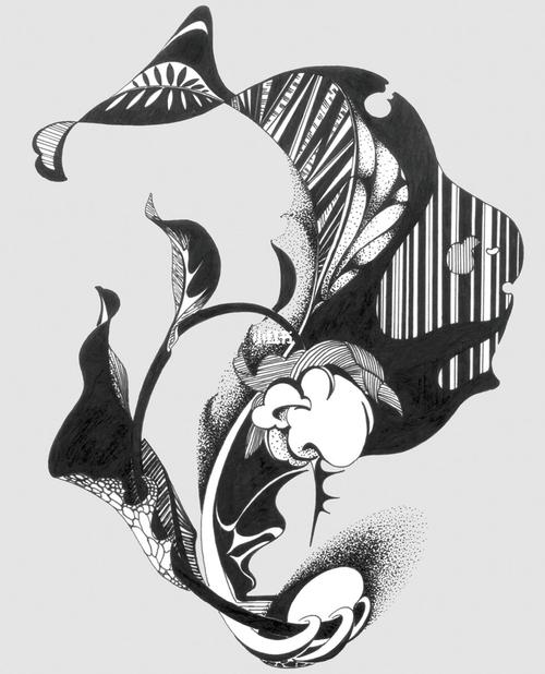 艺术考研手绘练习 黑白装饰画黑白灰关系,线条练习 构成基础 图形创意