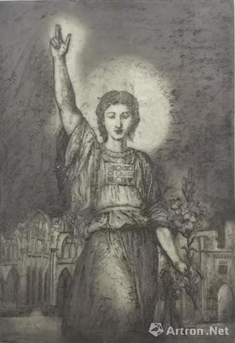 《和平女神》  丁方 53x78cm 2016年 铜版