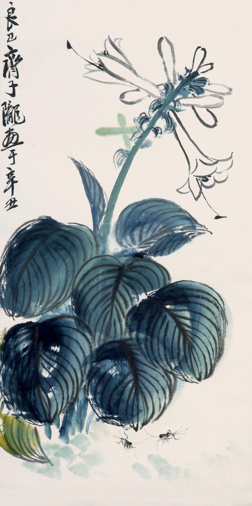 0689玉簪花立轴设色纸本