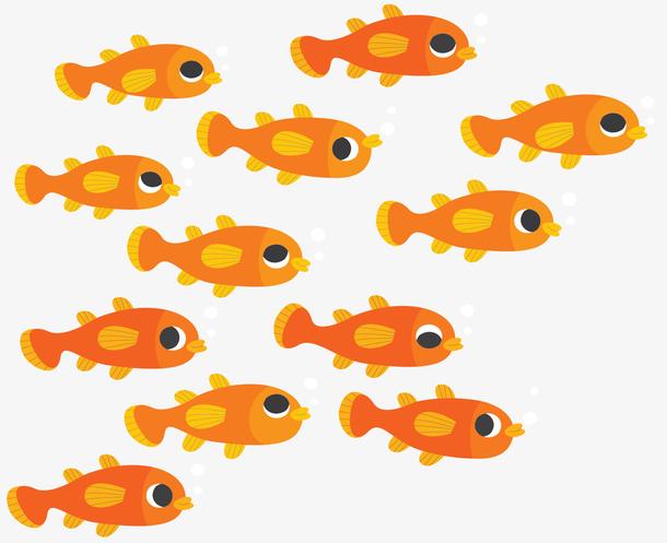 海洋里可爱的卡通鱼群