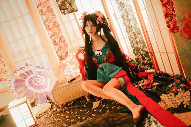 日本花魁孙尚香cos,绝色美艳,魅惑迷人