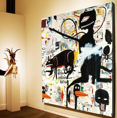 巴斯奎特basquiat前卫抽象涂鸦装饰画巨幅无框画大尺寸工业风挂画