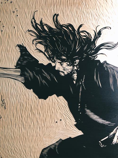 【宫本武藏·浪客行】定制手工雕刻黑白木刻版画