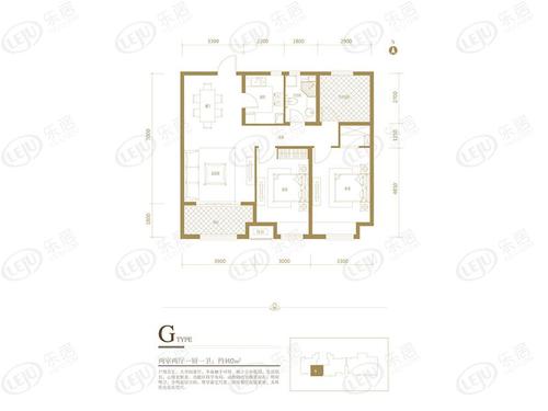 唐山恒茂国际都会g户型 两室两厅一卫户型图