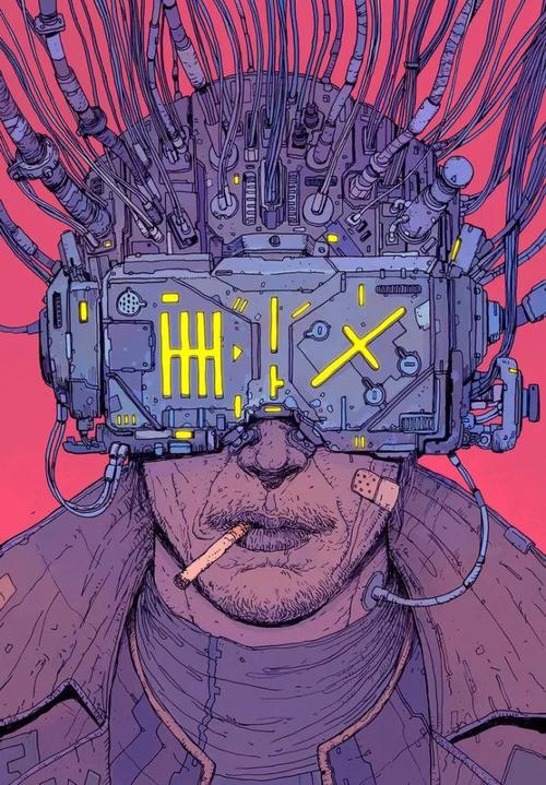 《the future is now》肮脏的赛博朋克插画