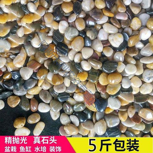 回固鹅卵石雨花石天然小石子鱼缸花盆多肉装饰盆栽园艺彩石头5斤装